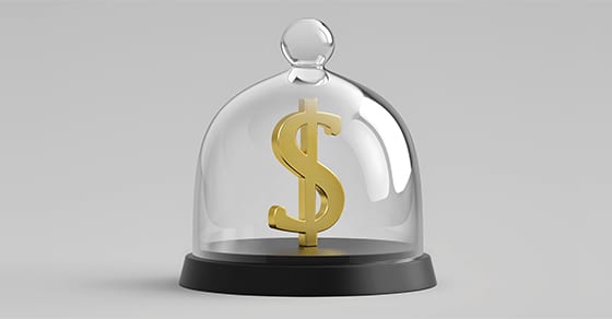 image of a dollar sign in a protective glass enclosure
