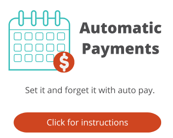 calendar icon, text automatic payments, click for instructions button