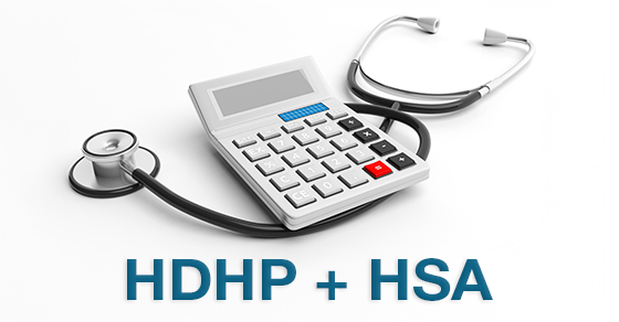 a calculator sitting on a stethoscope | the words HDHP + HSA written below | DWC CPAs and Advisors | business consulting, tax services, audit and assurance, estate and gift planning, wealth management, bookkeeping, outsourced accounting | Grand Junction CO | Montrose CO | Glenwood Springs CO